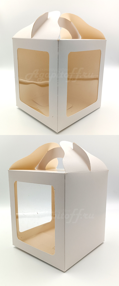 Коробка для кулича с 2-мя угловыми окнами